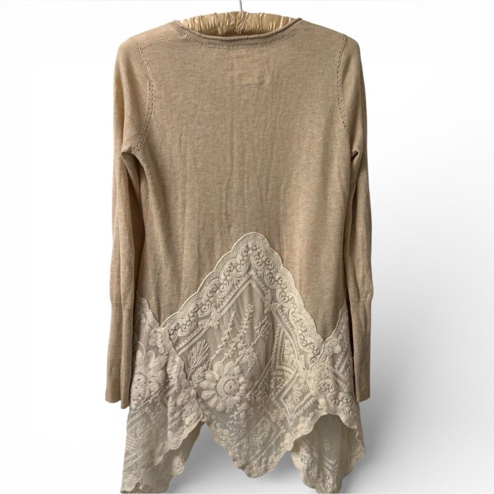 Angel of the North Anthropologie Cotton Blend Lace Trim Sweater Small Fairycore - Picture 2 of 8